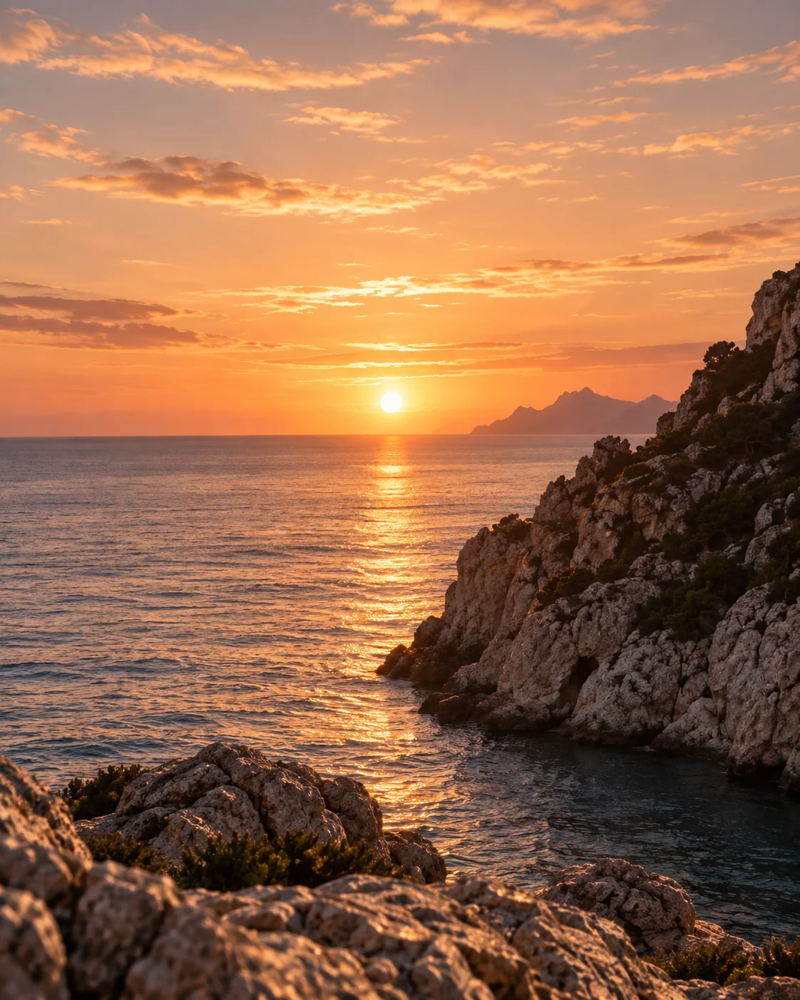 Closing frame: the coastline at sunset