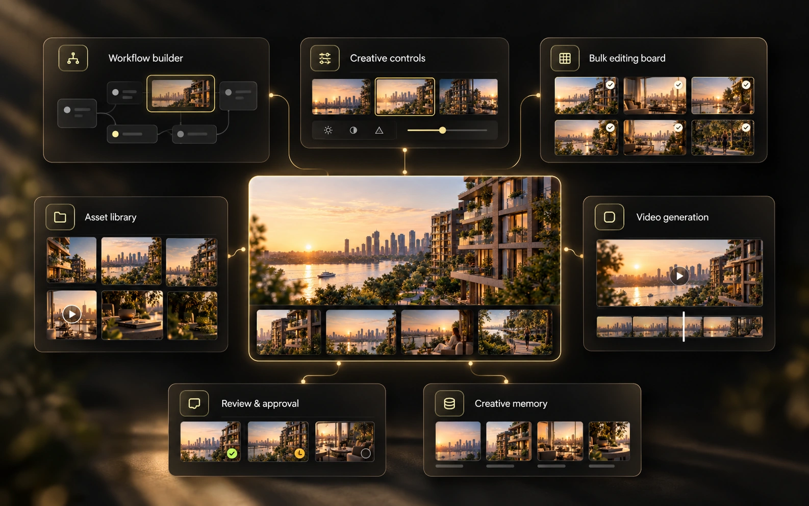 A connected production environment with workflows, bulk production, shared assets and video