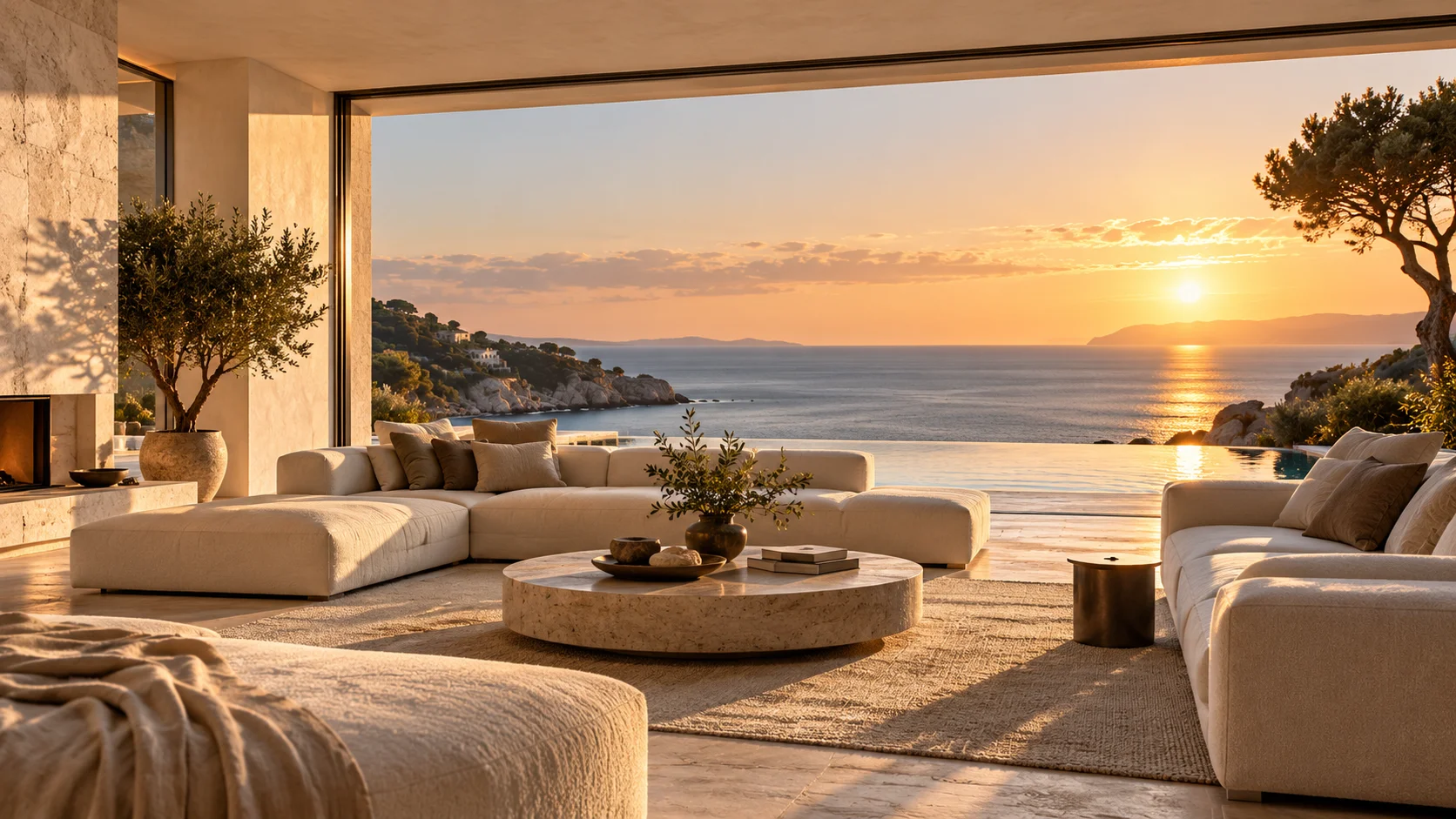 A sea view living room produced as an interior campaign visual