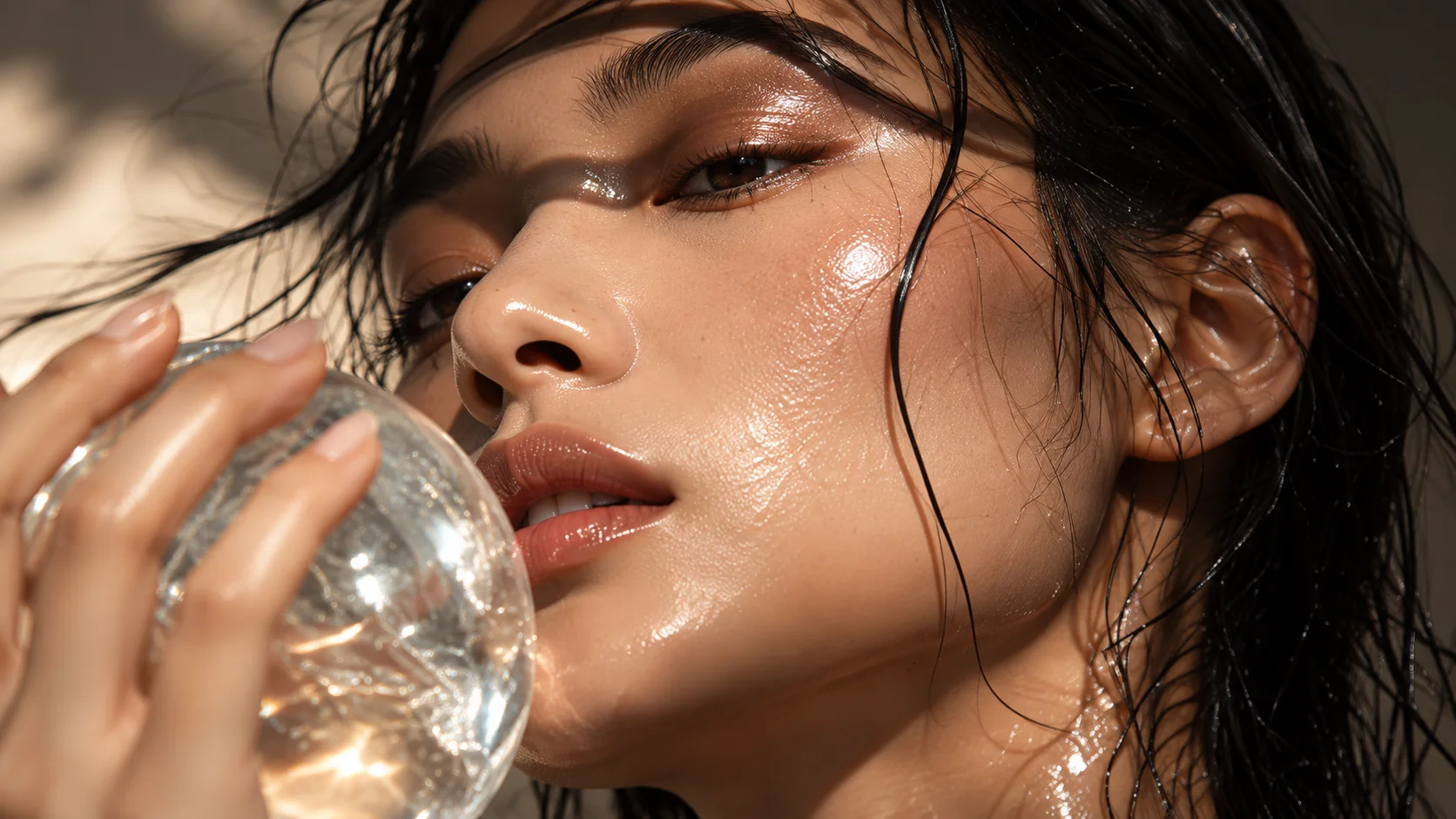 A beauty portrait lit with a glowing orb light source