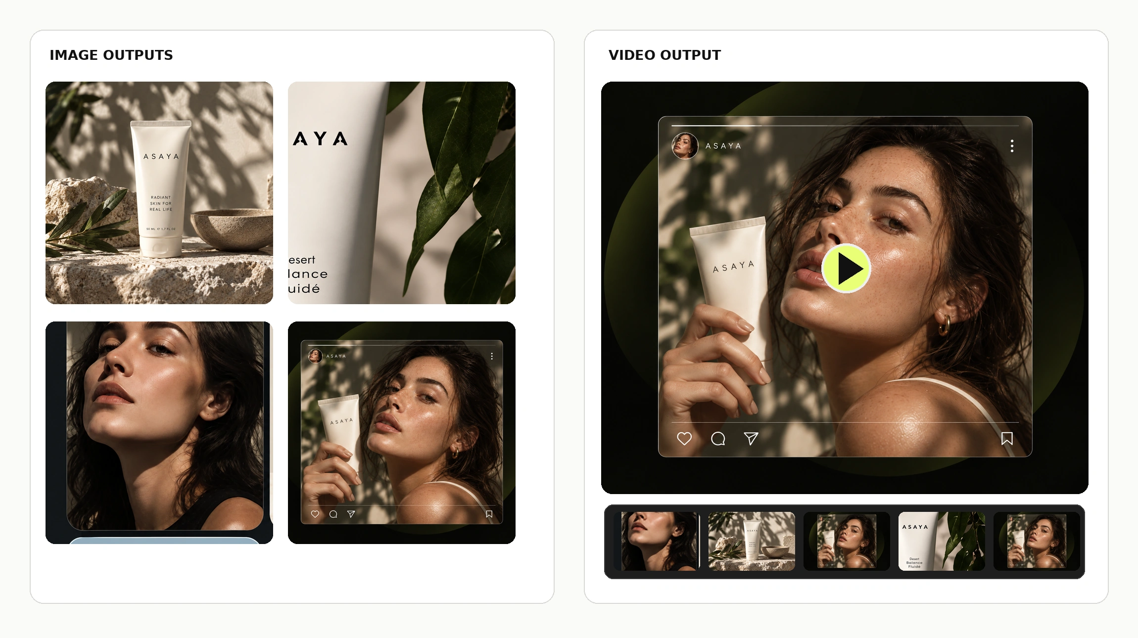 Image and video outputs from the same campaign direction