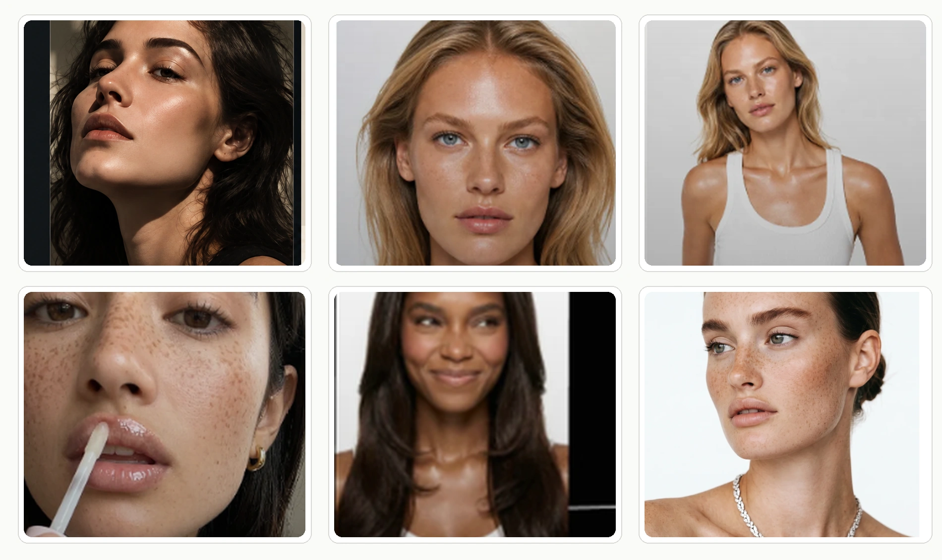 A gallery of different model and avatar variations built from one approved campaign direction
