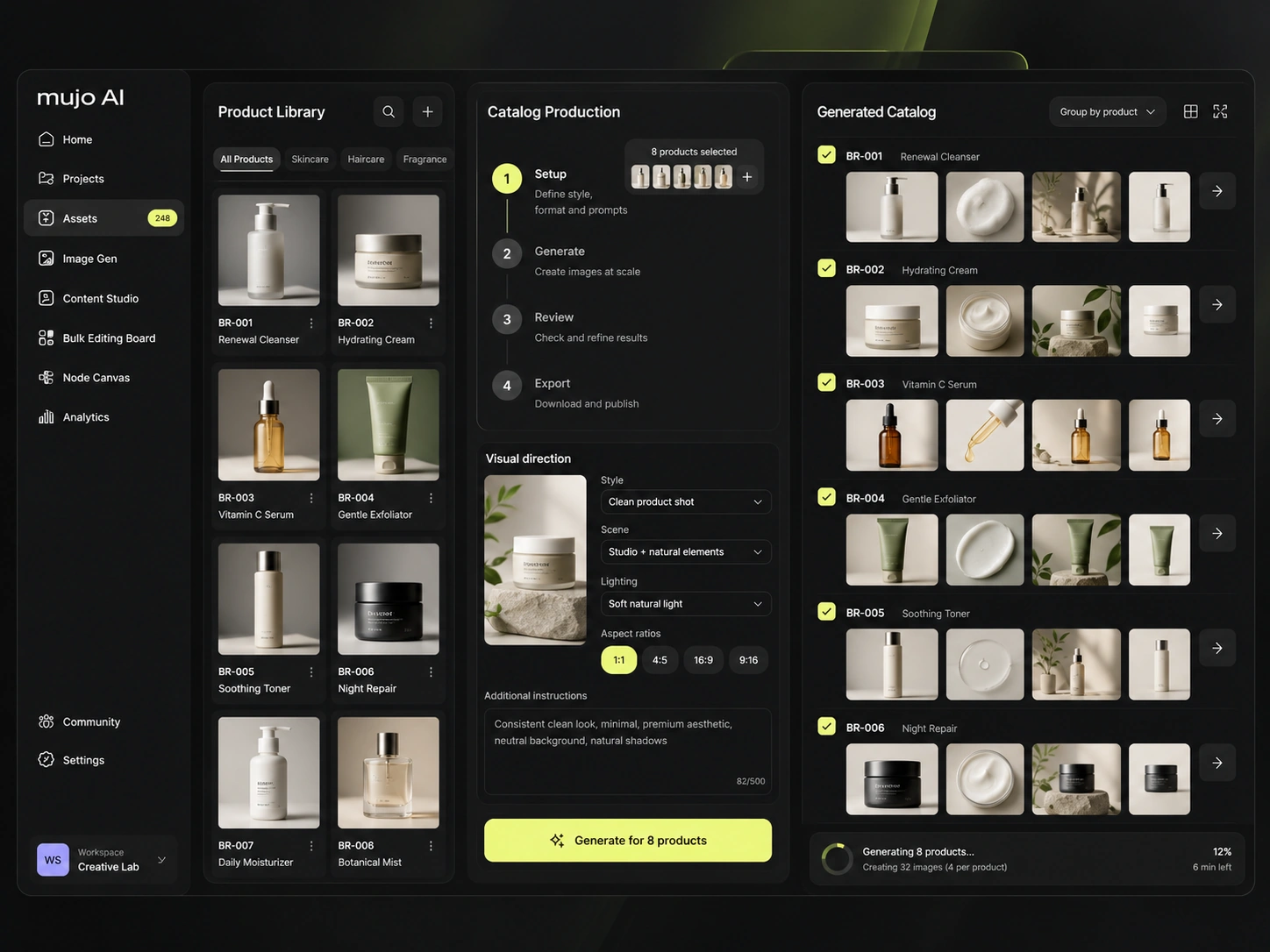 The catalogue production workspace in Mujo