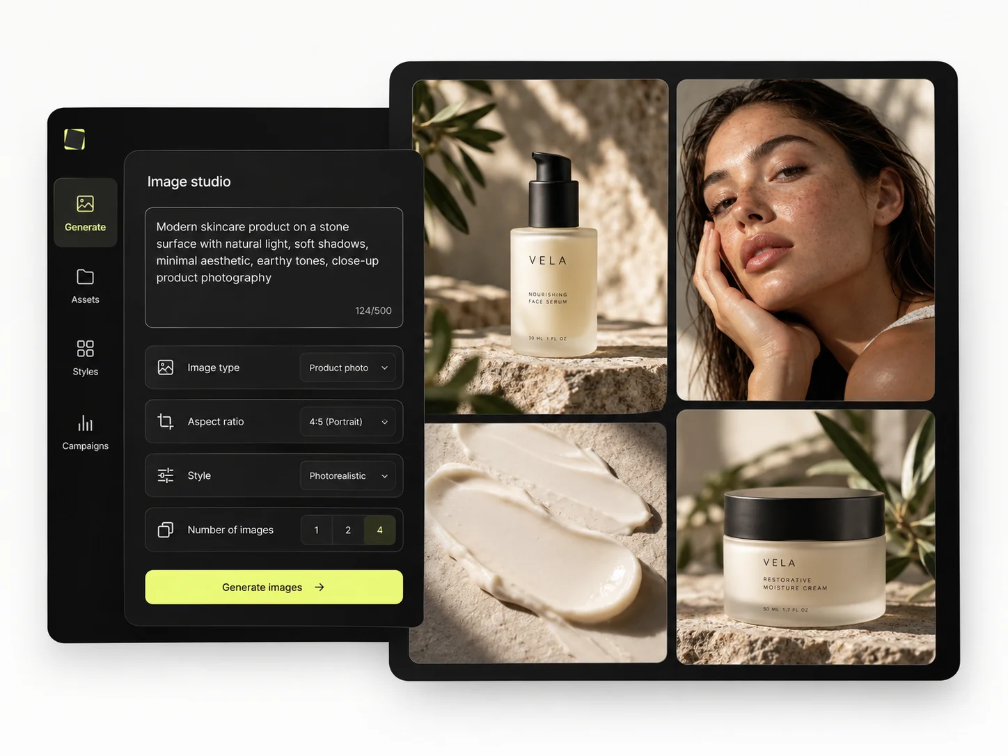 A beauty product generated as a studio image in Mujo