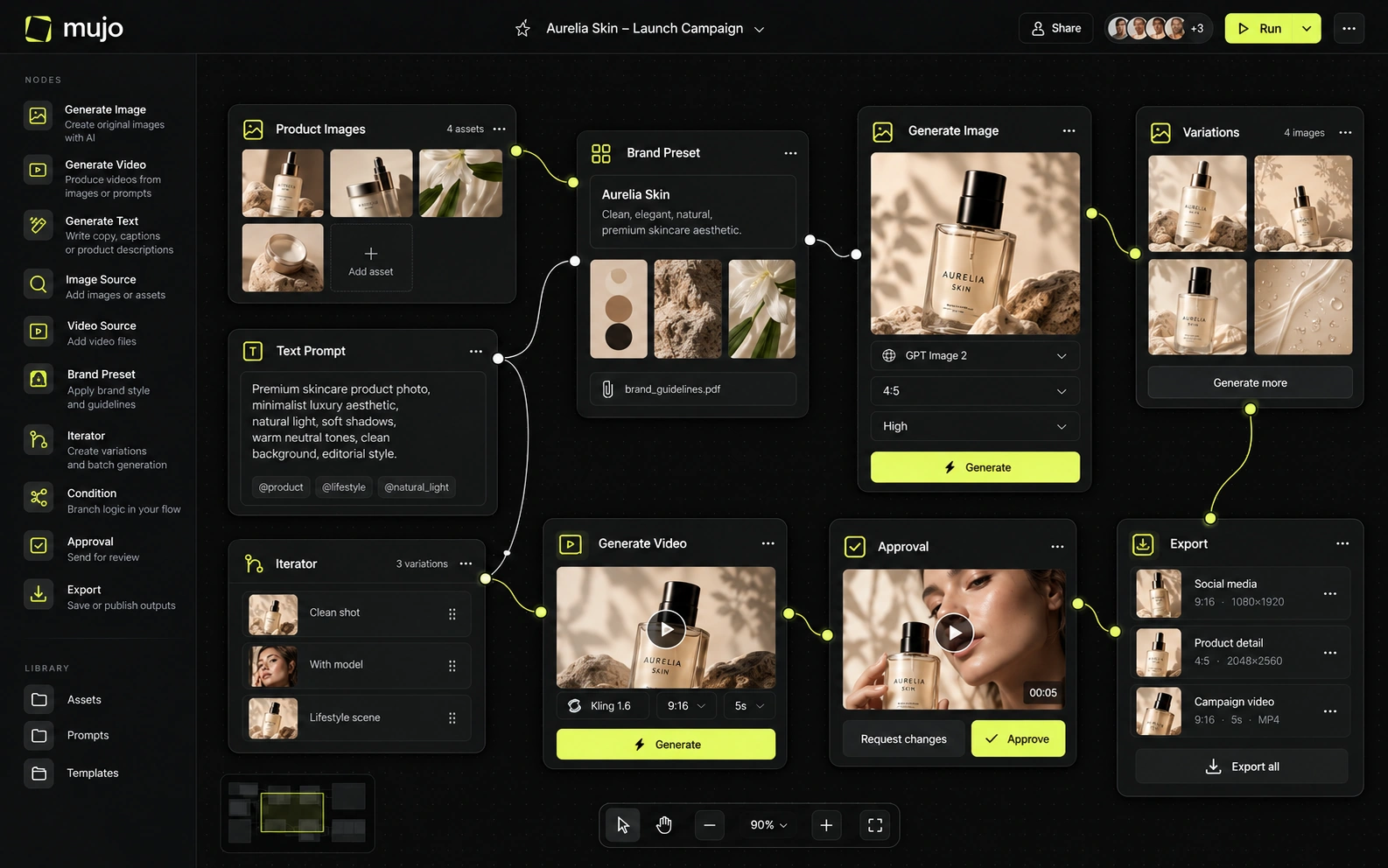 A reusable production workflow built in the Mujo Node Editor