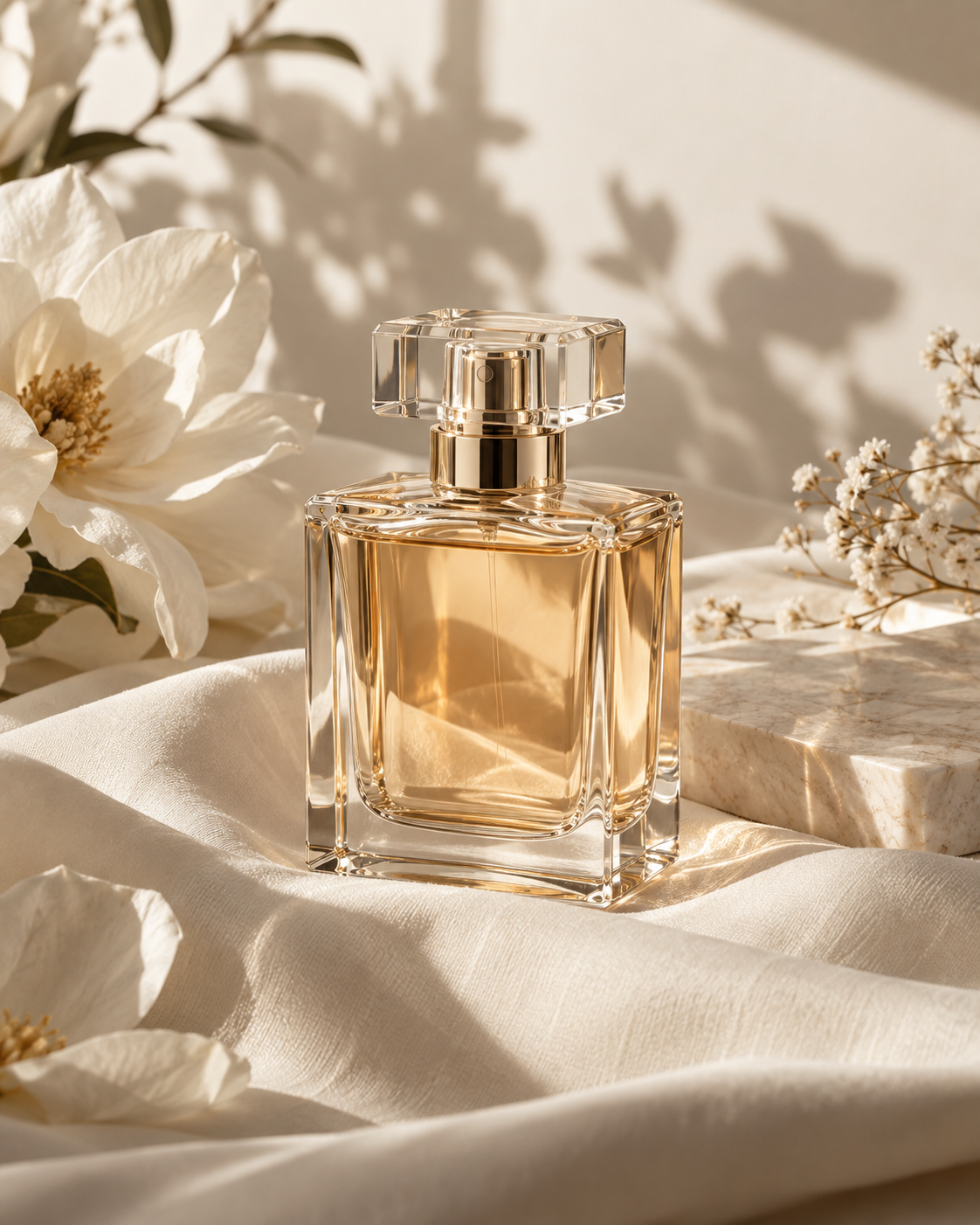 Perfume bottle photographed as a still life with soft directional light
