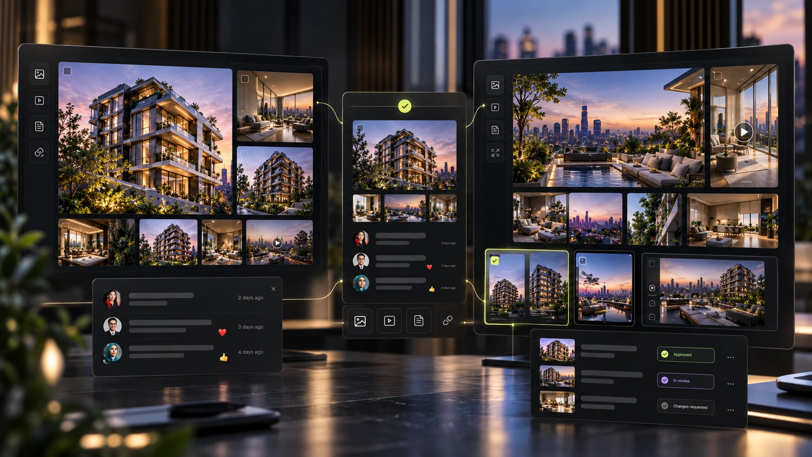 Illustrative campaign phases connected through retained creative references and decisions.