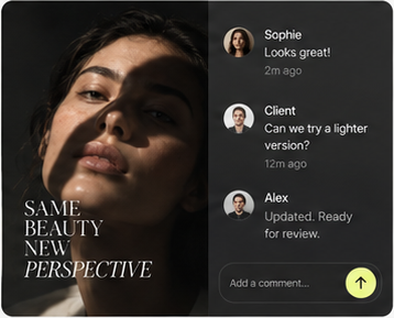 Review thread with client comments on a campaign key visual