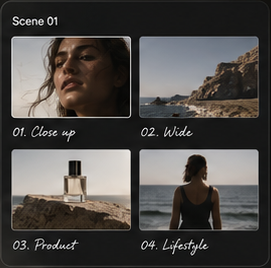 Close-up, wide, product and lifestyle framings of the same subject