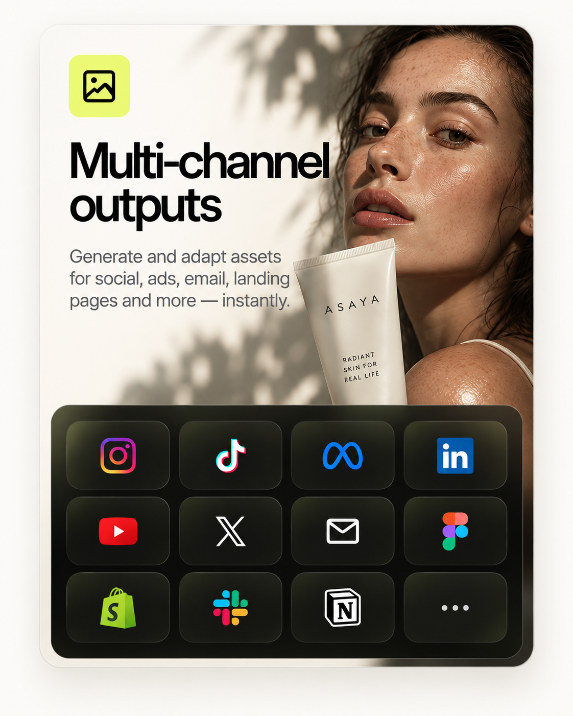 Channel icons for social, video, email and ad platforms