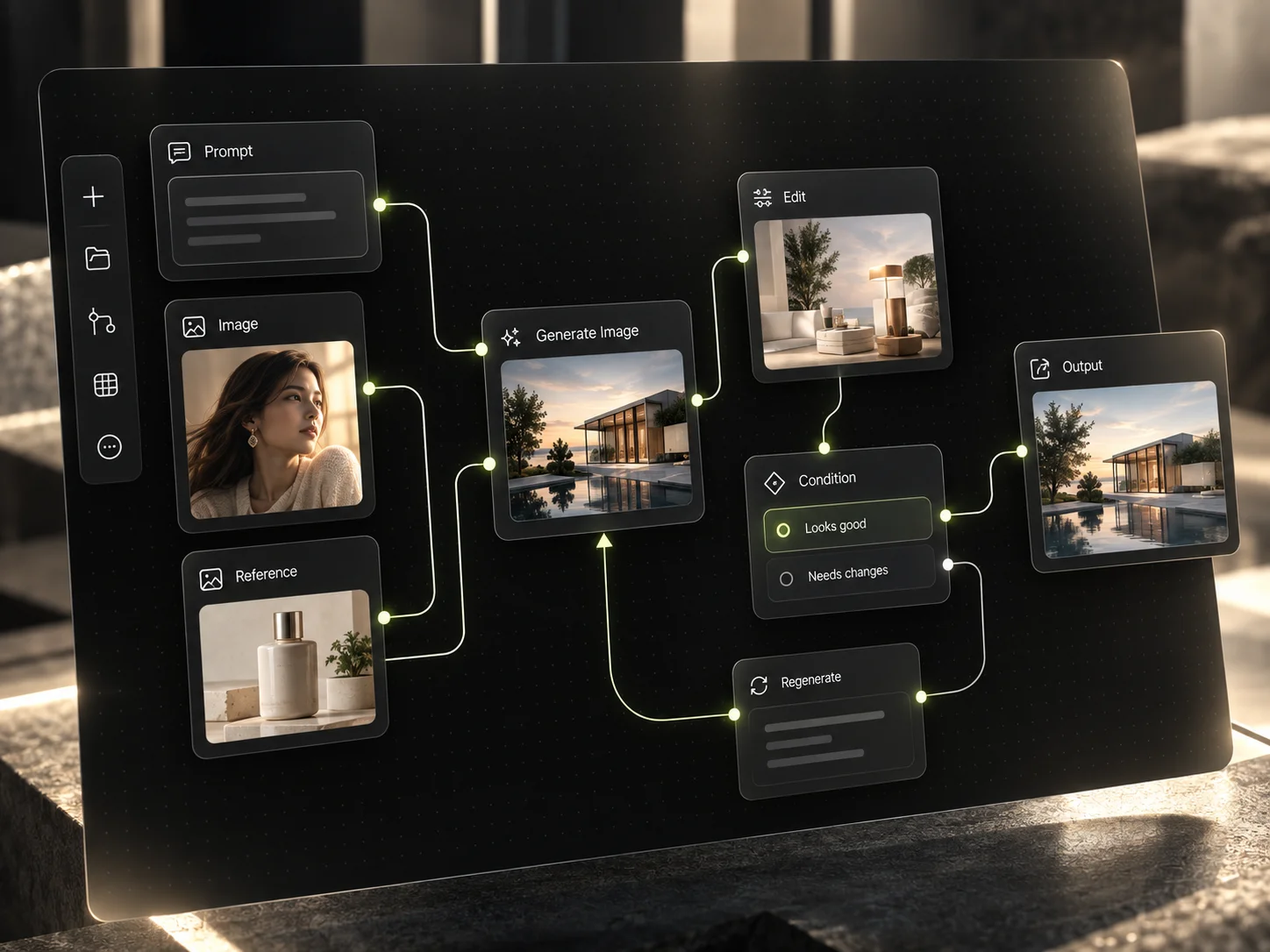 A production workflow orchestrated across generation steps