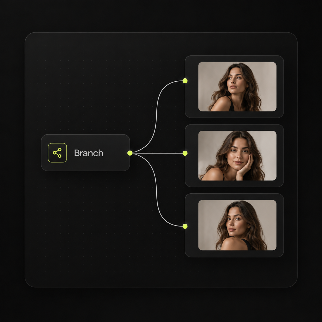 A branch node splitting one input into three outputs