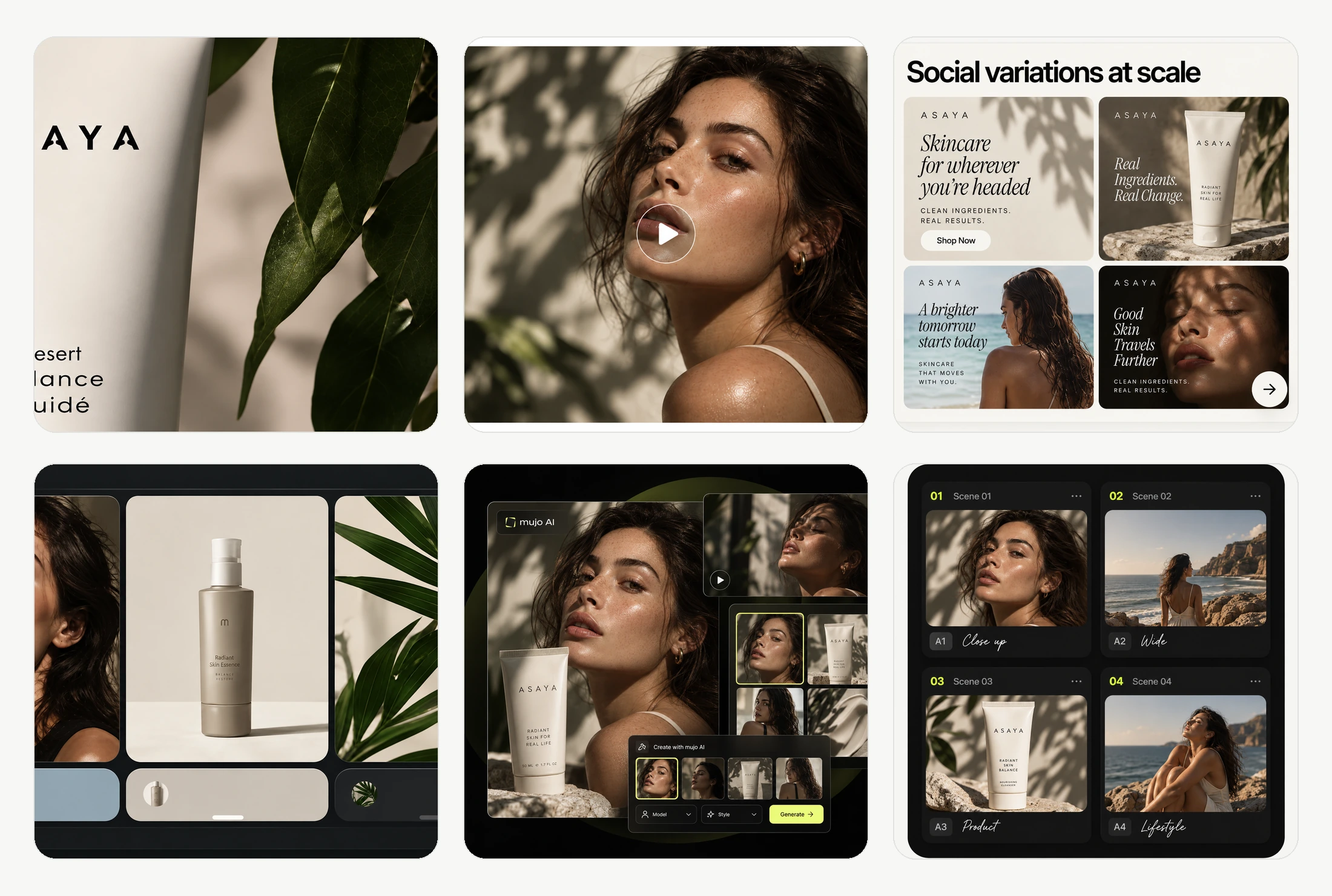Six examples of social content formats produced in Mujo