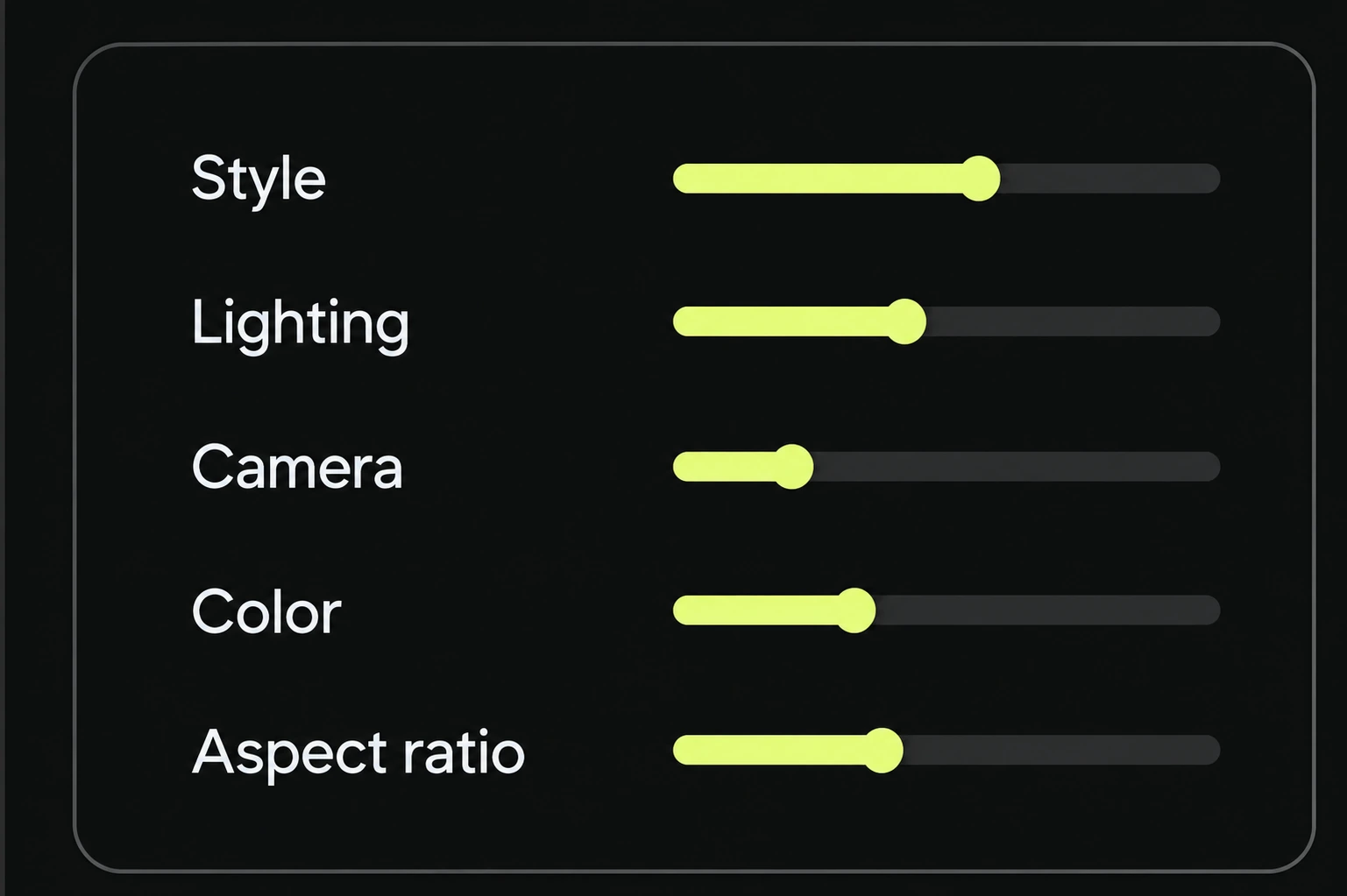 Camera, lighting and style controls set for social content