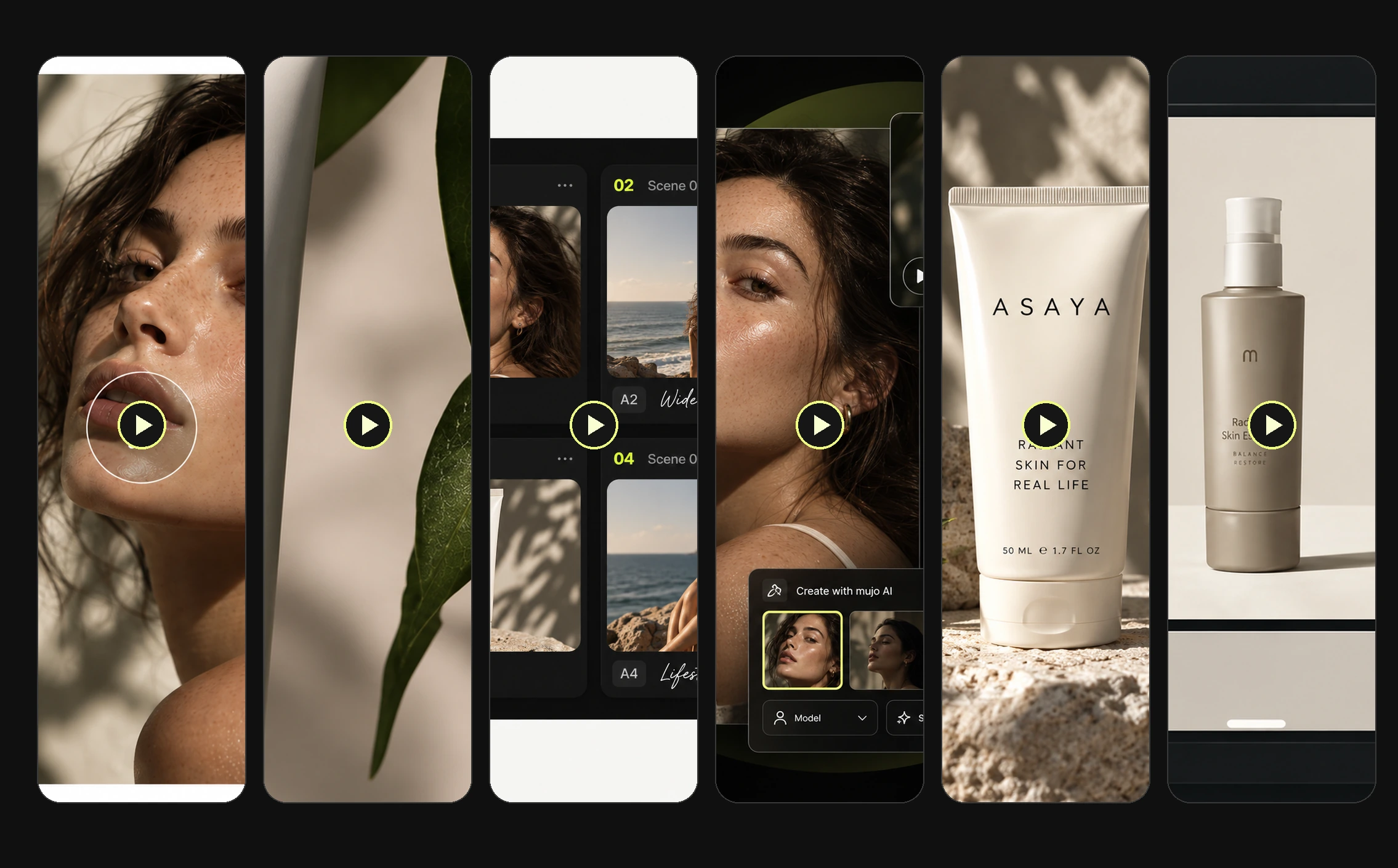 Six examples of short-form video ad concepts, including product, creator and lifestyle approaches