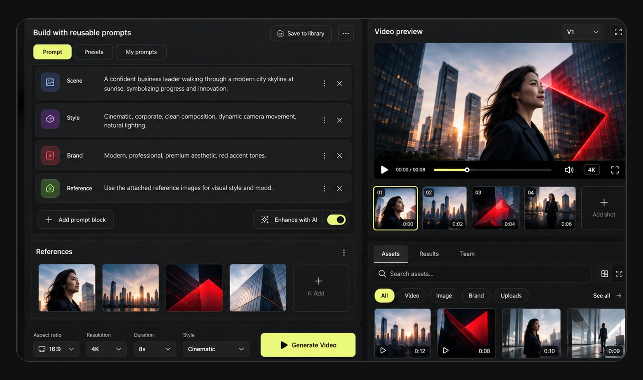 Mujo video generator with visual references, model options and creative controls