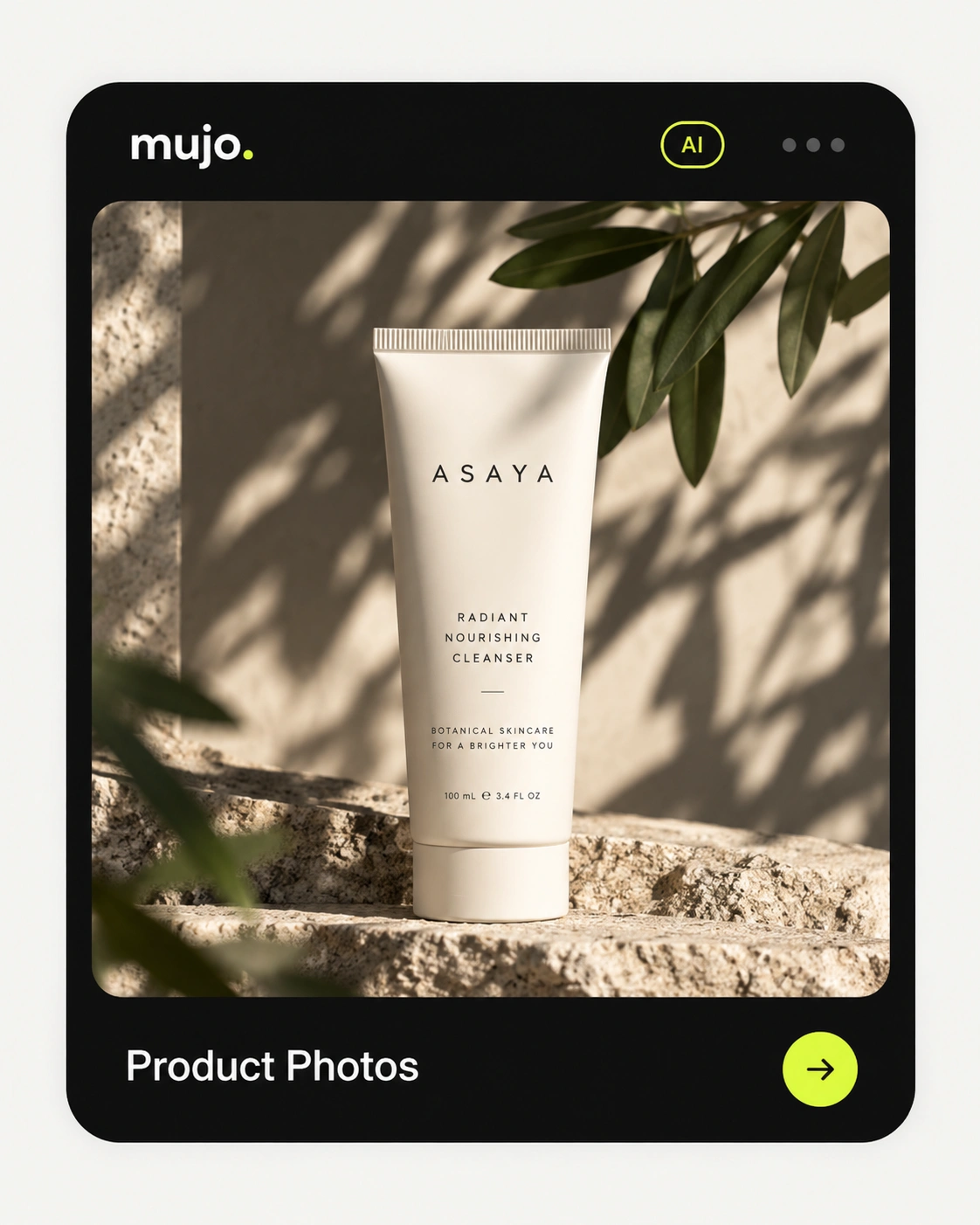 Product photos use case card: a studio-quality skincare bottle shot