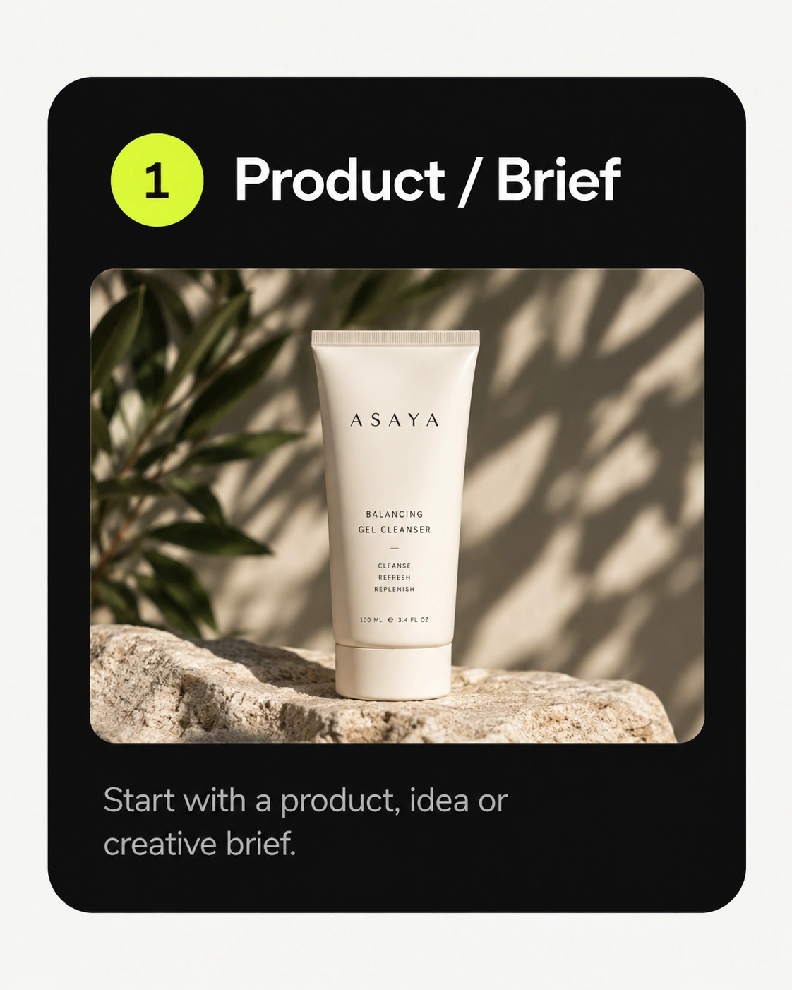 Campaign creatives card: a key visual with headline typography