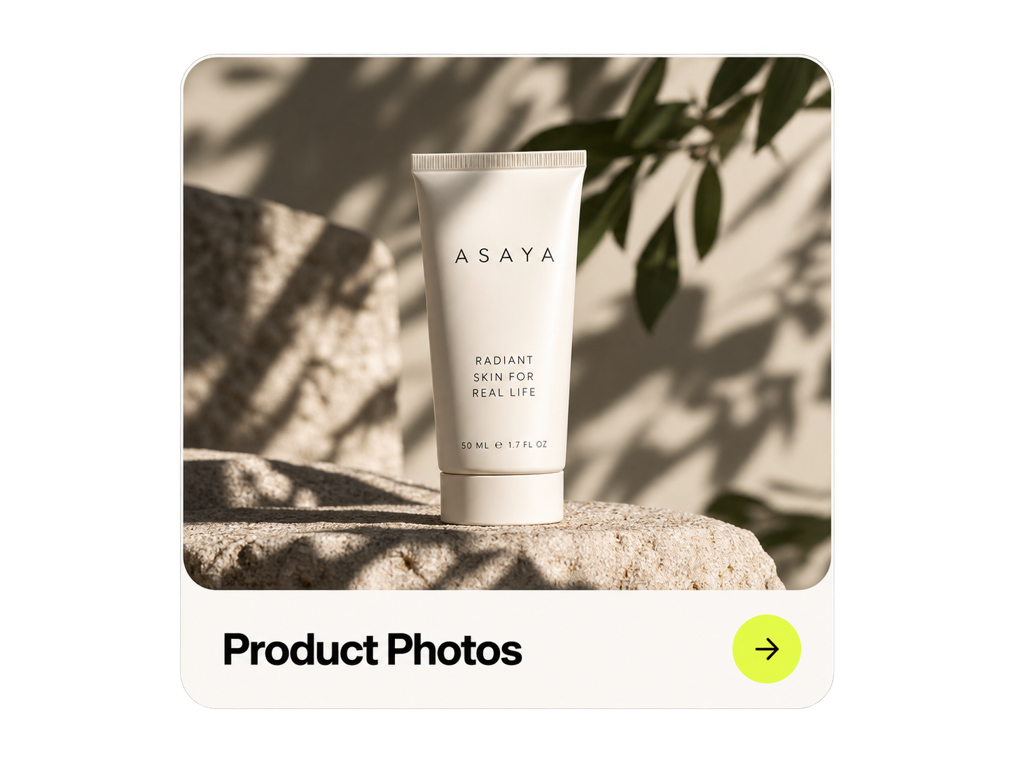 AI product photography of a skincare bottle in studio light